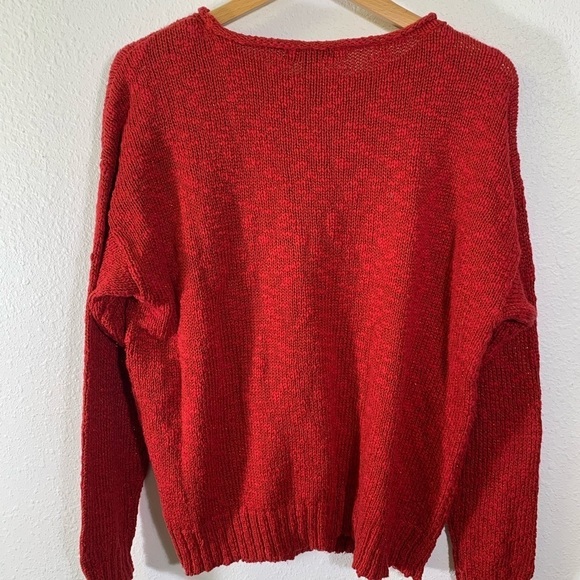 Chaps Womens Red & Metallic Cable knit Cotton Blend Sweater Size XL Christmas - Picture 3 of 8